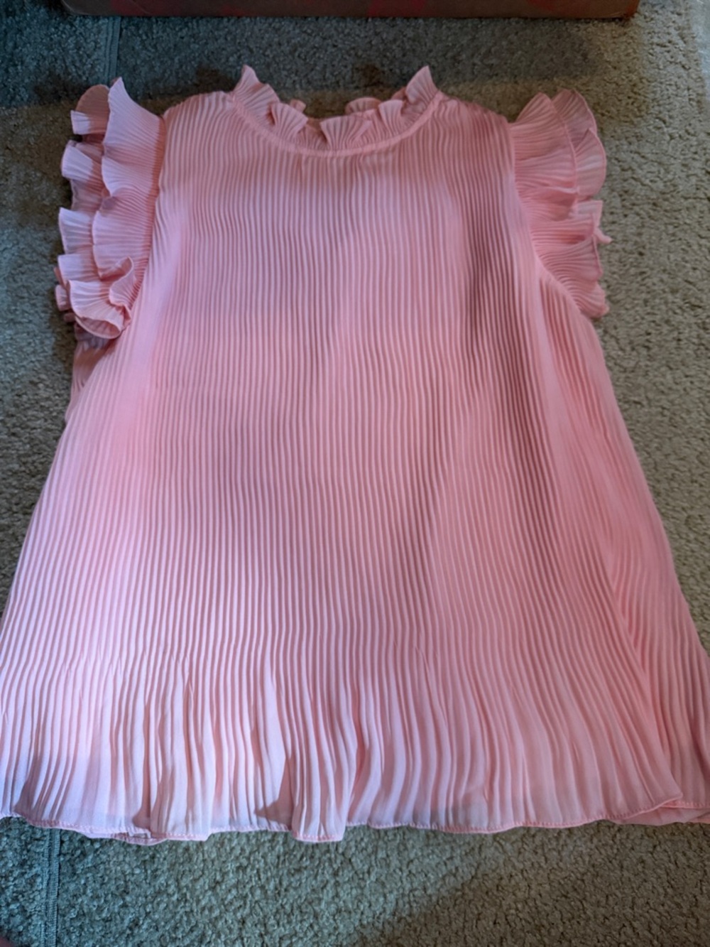 TCEC Pink Pleated Ruffle Sleeve Blouse